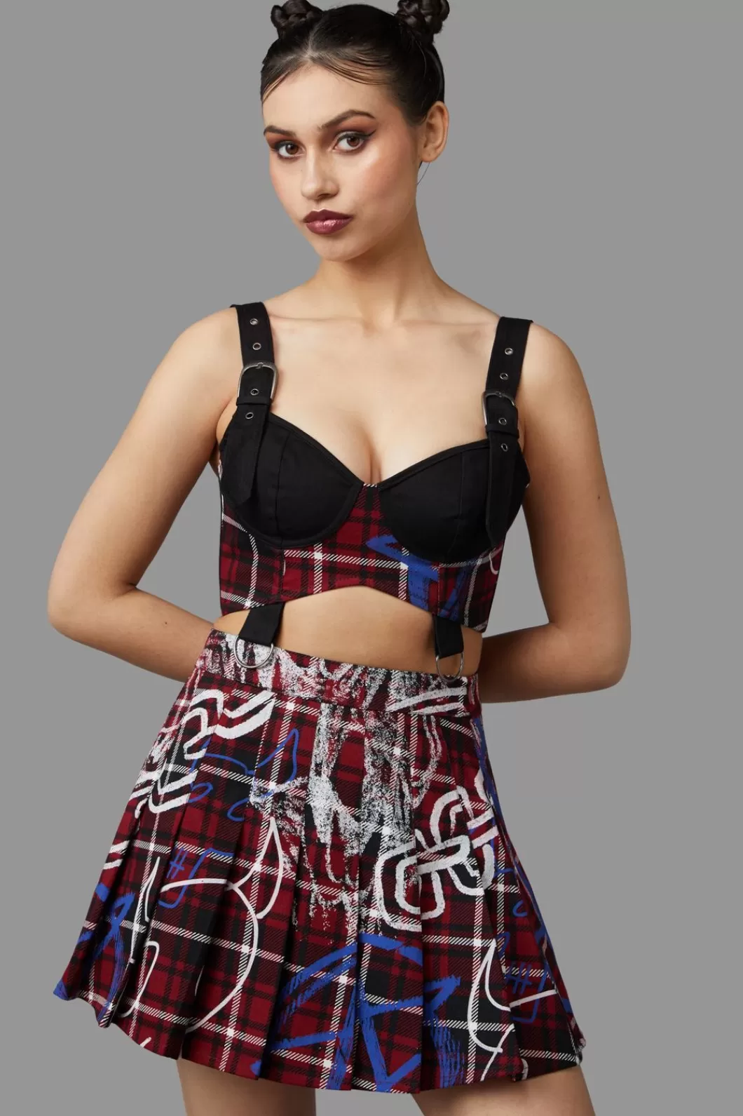 Blouses & Tops<Black Friday Tag Tartan Corset Top