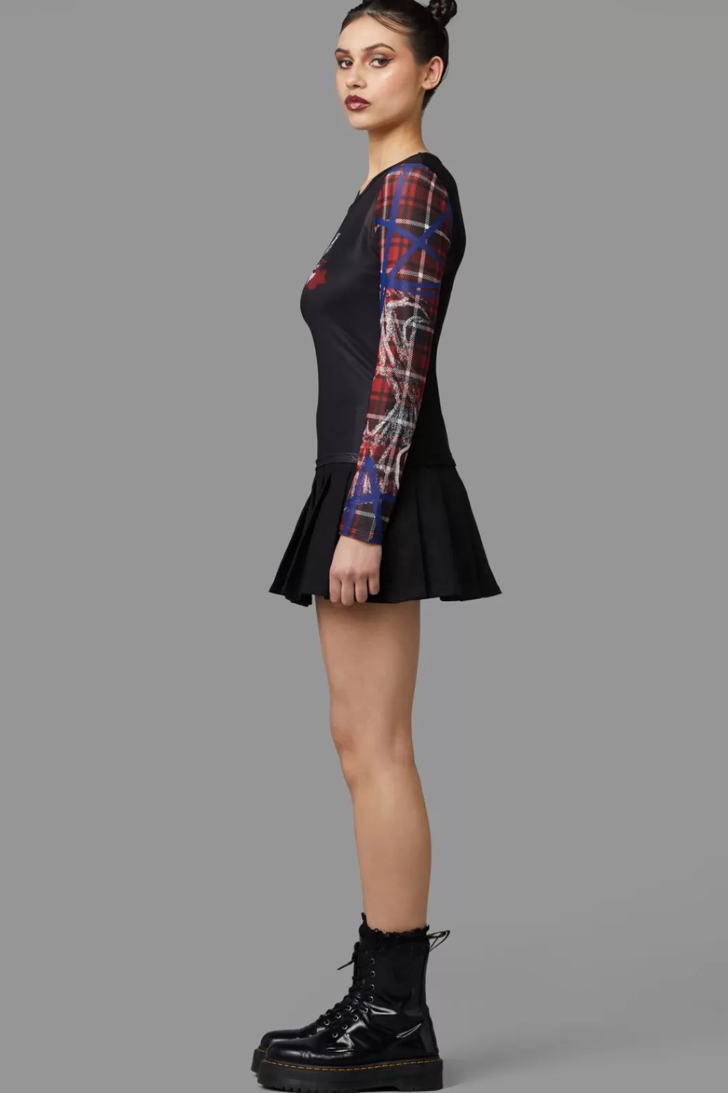 Blouses & Tops<Black Friday Tag Tartan Grave Mesh Top